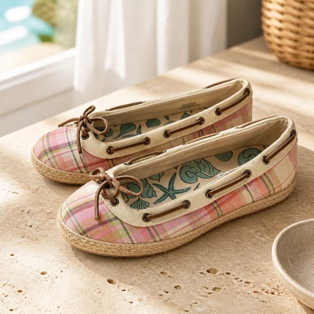 Sperry Top-Sider Plaid Multi-Color Espadrille Boat Shoes Style 9835059